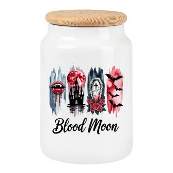 Lune de sang 4 PaneMotif gothique d’Halloween - Boîte à biscuits avec couvercle en bois - blanc - Devant