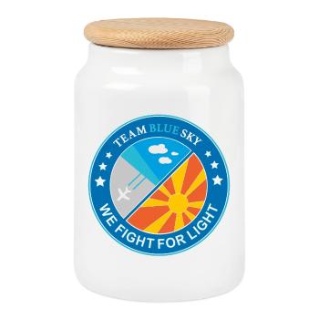 Lichtkrieger Abzeichen Sommer Sonne blauer Himmel - Keksdose mit Holzdeckel - Weiß - Vorne