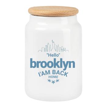 Design Brooklyn Zurück nach Hause - Keksdose mit Holzdeckel - Weiß - Vorne