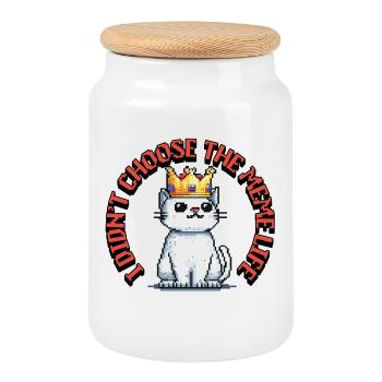 T-shirt mème – Je n’ai pas choisi la vie de mème - Boîte à biscuits avec couvercle en bois - blanc - Devant