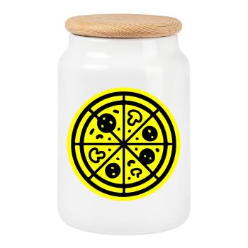 Pizza Symbol Pizzeria - Keksdose mit Holzdeckel - Weiß - Vorne