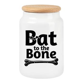 Bat to the Bone - Halloween Bat - Cookie Jar with Wooden Lid - white - Front