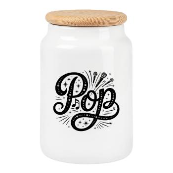 Pop - Coole Musik Logo - Keksdose mit Holzdeckel - Weiß - Vorne