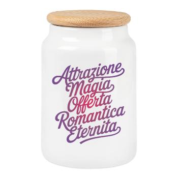 Romantic Design with Magic Effect - Cookie Jar with Wooden Lid - white - Front