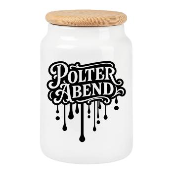 Polter Abend Polterhochzeit - Keksdose mit Holzdeckel - Weiß - Vorne