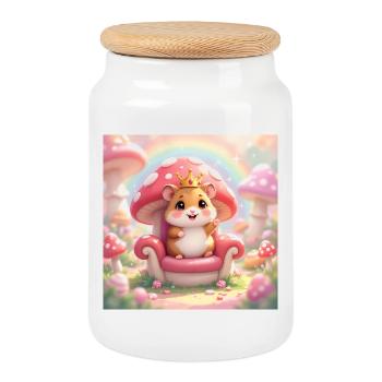 Royal Hamster - Cookie Jar with Wooden Lid - white - Front