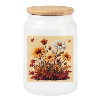8-Bit Autumn Blooms - Keksdose mit Holzdeckel - Weiß - Vorne