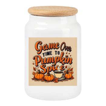Pumpkin Spice Game Over - Keksdose mit Holzdeckel - Weiß - Vorne