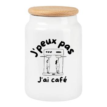 Ich kann keinen Kaffee trinken - Keksdose mit Holzdeckel - Weiß - Vorne