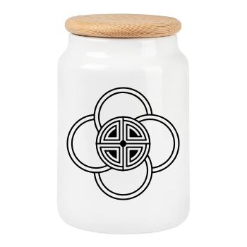 Sacred Harmony Knot Design - Cookie Jar with Wooden Lid - white - Front