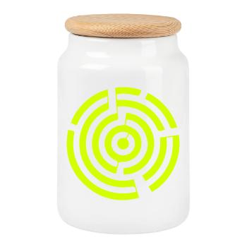 Labyrinth Maze Crop Circle - Cookie Jar with Wooden Lid - white - Front