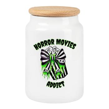 Horrorfilme Addict Geschenk Design - Keksdose mit Holzdeckel - Weiß - Vorne