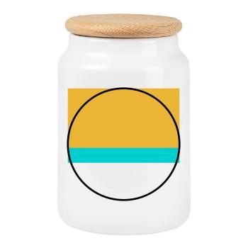 Minimalist Sunset Over Ocean - Cookie Jar with Wooden Lid - white - Front