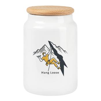 Climber shaka - Cookie Jar with Wooden Lid - white - Front