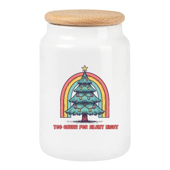 Trop bizarre pour Douce Nuit – Arc-en-ciel de Noël - Boîte à biscuits avec couvercle en bois - blanc - Devant