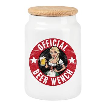 Official Beer Wench - Cookie Jar with Wooden Lid - white - Front
