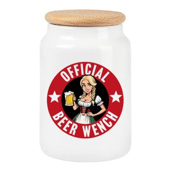 Official Beer Wench - Cookie Jar with Wooden Lid - white - Front