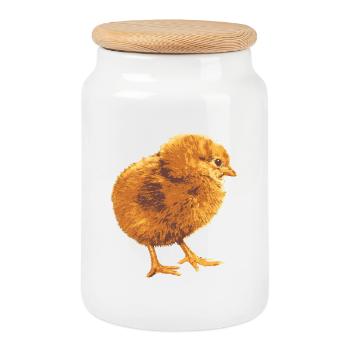 Des poussins en doux doré - Boîte à biscuits avec couvercle en bois - blanc - Devant