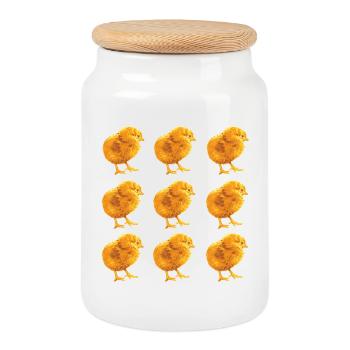 Modèle de poussin pour le printemps et la nature - Boîte à biscuits avec couvercle en bois - blanc - Devant