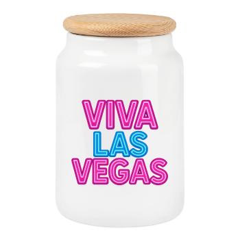 Viva Las Vegas neon sign - Cookie Jar with Wooden Lid - white - Front