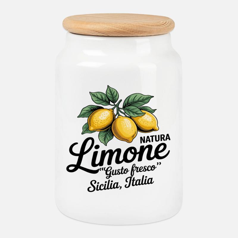 Zitrone - Limone sicilia italia - Keksdose mit Holzdeckel - Weiß