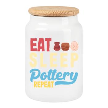 Manger Dormir Poterie Répéter - Boîte à biscuits avec couvercle en bois - blanc - Devant