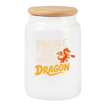 Dragon Boat Festival Paddling  - Cookie Jar with Wooden Lid - white - Front