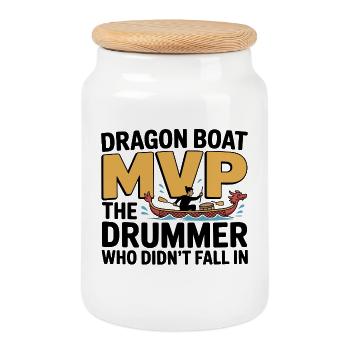 Dragon Boat   - Cookie Jar with Wooden Lid - white - Front
