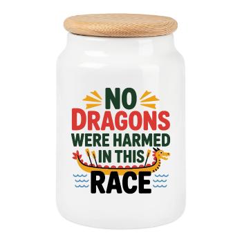 Festival des bateaux-dragons - Boîte à biscuits avec couvercle en bois - blanc - Devant