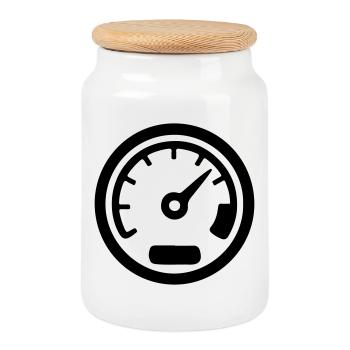 Tacho Kmh Speed Icon - Keksdose mit Holzdeckel - Weiß - Vorne