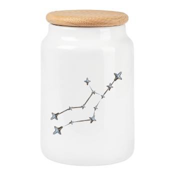 Constellation Virgo with metallic look - Cookie Jar with Wooden Lid - white - Front