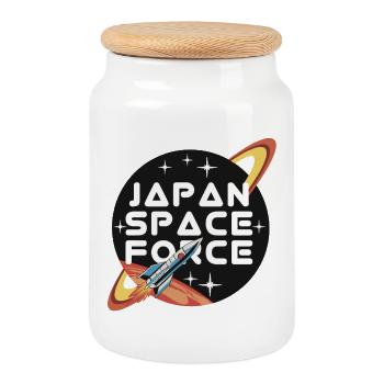Japan Space Force Retro Logo - Keksdose mit Holzdeckel - Weiß - Vorne