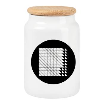 Cyberpunk Glitch Grid - Cookie Jar with Wooden Lid - white - Front