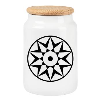 Décagramme Céleste Mandala - Boîte à biscuits avec couvercle en bois - blanc - Devant