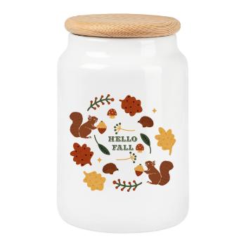 Autumnal nature motif with squirrels - Cookie Jar with Wooden Lid - white - Front