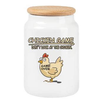GAMER CHICKEN - Keksdose mit Holzdeckel - Weiß - Vorne