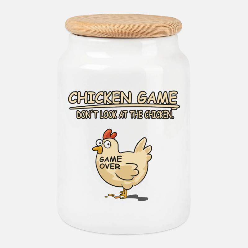 GAMER CHICKEN - Keksdose mit Holzdeckel - Weiß