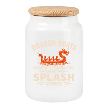 Équipe de pagayage synchronisée - Boîte à biscuits avec couvercle en bois - blanc - Devant