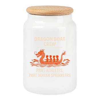 Bateau Dragon Équipage Athlètes Arroseurs - Boîte à biscuits avec couvercle en bois - blanc - Devant