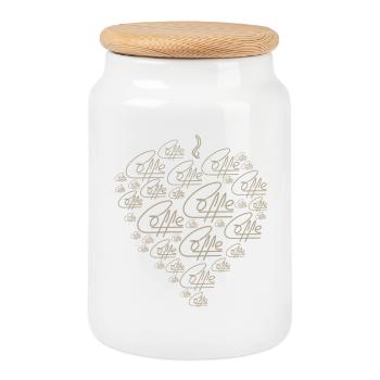 Liebe zum Kaffee V2 - Keksdose mit Holzdeckel - Weiß - Vorne