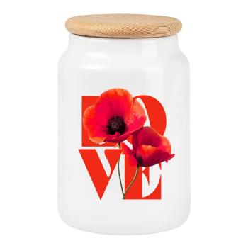 Fleur de coquelicot vif Art Design - Boîte à biscuits avec couvercle en bois - blanc - Devant