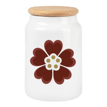 Élégant motif floral de fleur de cerisier - Boîte à biscuits avec couvercle en bois - blanc - Devant