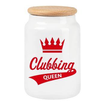 Clubbing Queen (Party / Feiern / Tanzen / Red) - Keksdose mit Holzdeckel - Weiß - Vorne