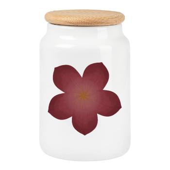 Elegantes Blumenblüten-Design - Keksdose mit Holzdeckel - Weiß - Vorne