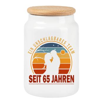 65 Years Relationship Anniversary Wedding Anniversary - Cookie Jar with Wooden Lid - white - Front
