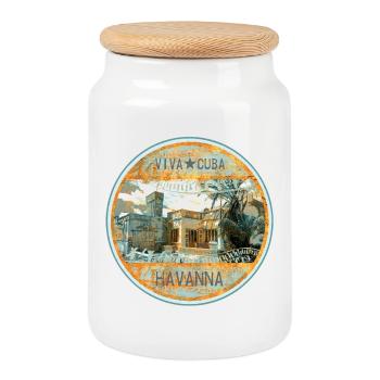 Viva Cuba Havana Design rétro - Boîte à biscuits avec couvercle en bois - blanc - Devant