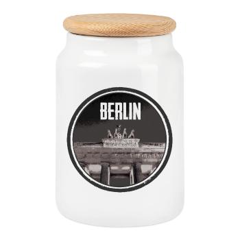 Conception de l’architecture urbaine de Berlin - Boîte à biscuits avec couvercle en bois - blanc - Devant