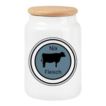 Nix Fleisch Silhouette - Keksdose mit Holzdeckel - Weiß - Vorne