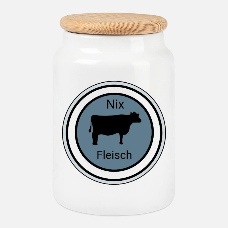 Nix Fleisch Silhouette - Keksdose mit Holzdeckel - Weiß
