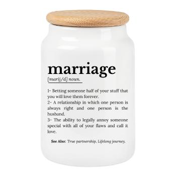 Marriage Funny definition - Cookie Jar with Wooden Lid - white - Front